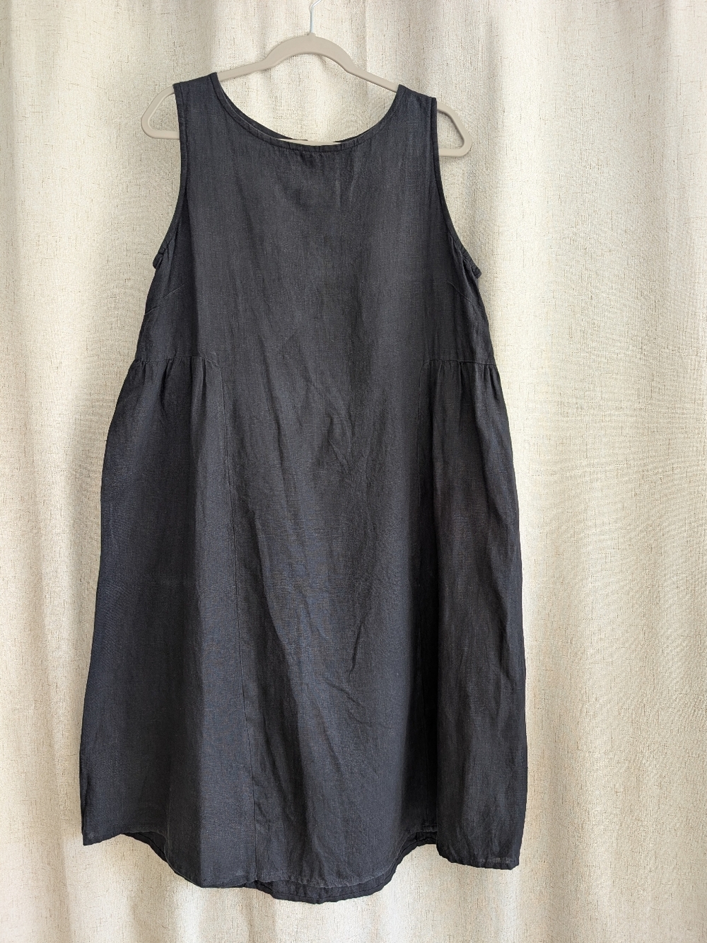 Gudrun Sjoden Sleeveless Linen A-Line Dress Black Size Large